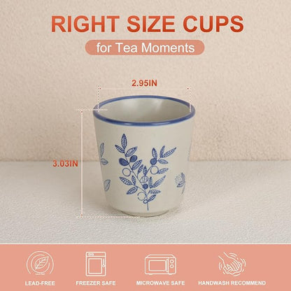 6.7 Ounce Janpanese Tea Cup Set of 4, Handle-less Espresso Cups Set - Image 2