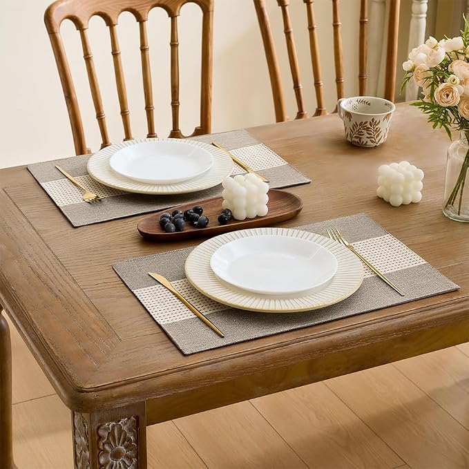Wracra Linen Placemats Set of 6, Macrame Place Mats - Image 5