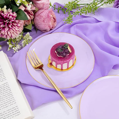 PULOTE 100PCS Purple Plastic Plates Disposable - Image 5