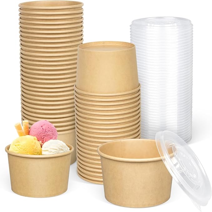 ESSENTIAL 50 Pcs 16oz Paper Ice Cream Cups by ESSENTIAL
