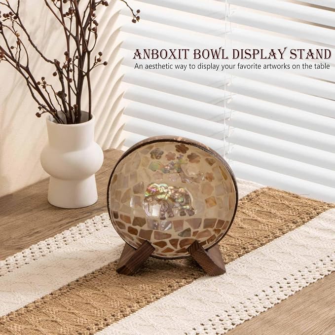 ANBOXIT Bowl Stands for Display, 3.5 Inch Plate Holder, Wooden Easel | Frame - Image 2