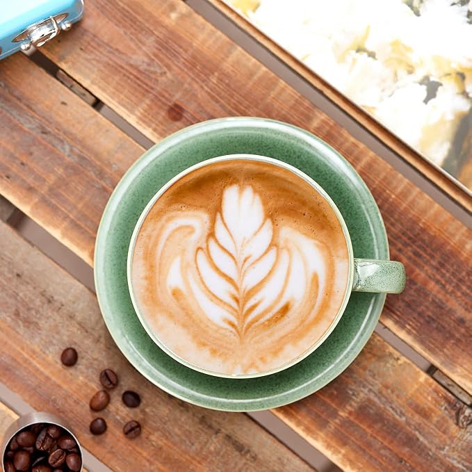 Coffeezone Vintage Design 12 oz Ceramic Latte Art Cappuccino Barista Cup - Image 2