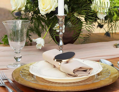 Gold Napkin Rings Set of 4, Natural Agate Slice | Dinner Table Decor - Image 4