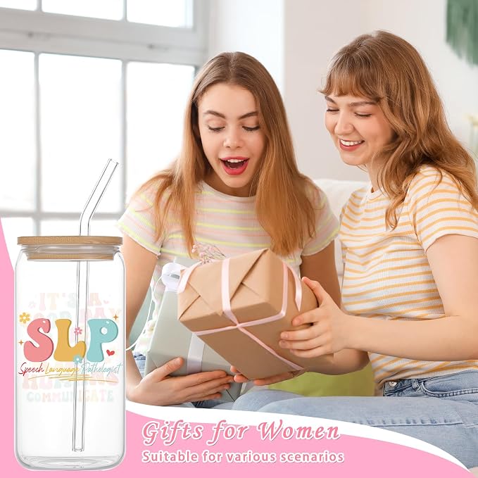 SLP Gifts for Women, Speech Language Pathologist Glass Tumbler, Appreciation - Image 6