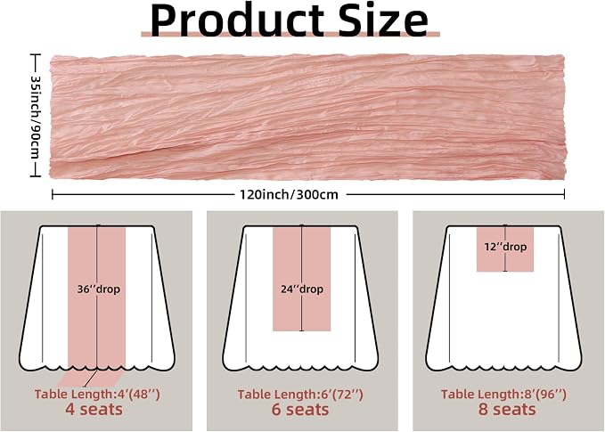 Pink Cheesecloth Table Runner Girl Baby Shower Bridal Decorations | 35x120 - Image 2