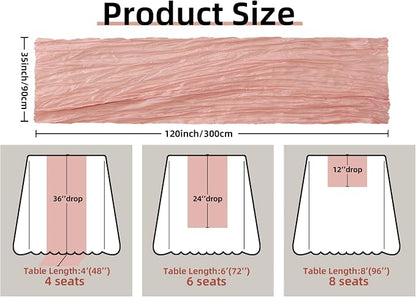Pink Cheesecloth Table Runner Girl Baby Shower Bridal Decorations | 35x120 - Image 2