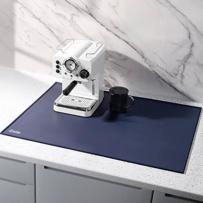 SAPID Raised Edges 32"x24" Extra Large Silicone Mat, Rolled-Up Silicone Mats For Kitchen Counter Heat Resistant Silicone Mat With Lip, Thick Countertop Protector Mat,Silicone Mats For Crafts,Navy Blue