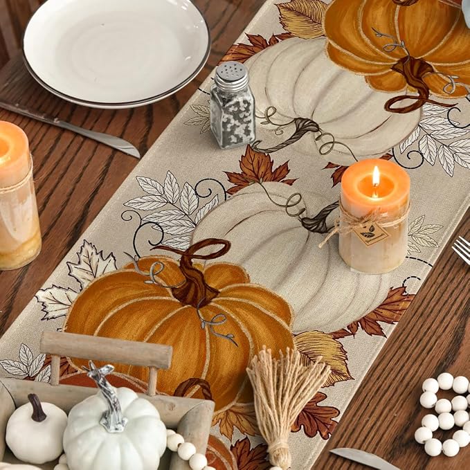 Artoid Mode 210 GSM Fall Table Runner 13x36 Inch Home Party Decor | Orange - Image 7