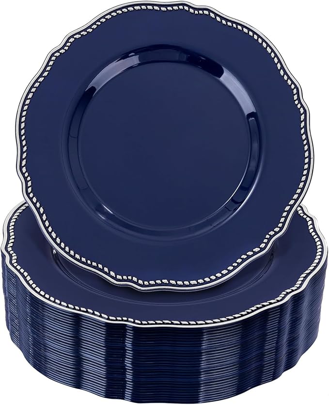 60pcs Blue Plastic Plates by Hioasis