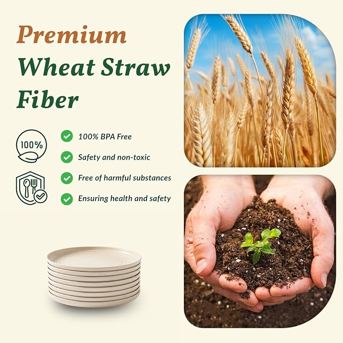 Small Plates | 5.7 Inch Lightweight & Unbreakable Wheat Straw Plates | Mini - Image 3