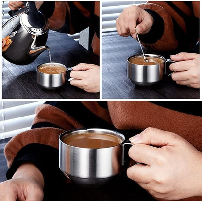 SZCXTOP 6.8 Oz Stainless Steel Coffee Cups Set of 6 Mug, Stackable Double Heat - Image 6