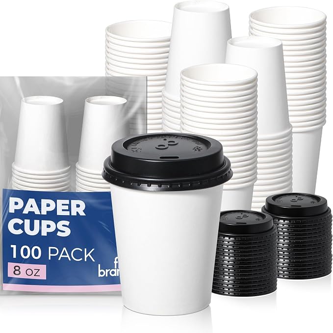Fit Meal Prep 100 Pack 8 oz Disposable Coffee Cups by FMPBRANDS