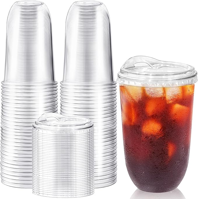 50 Pack 18 oz Clear Plastic Iced Coffee Cups by Alaeseje