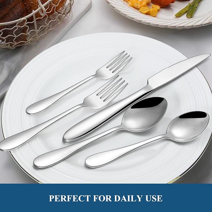 Silverware Set, 40-Piece Flatware Set, Wildone Stainless Steel Tableware - Image 5