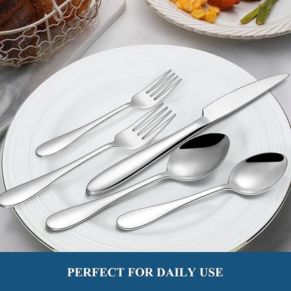 30-Piece Silverware Set, Wildone Stainless Steel Flatware Set Service - Image 5