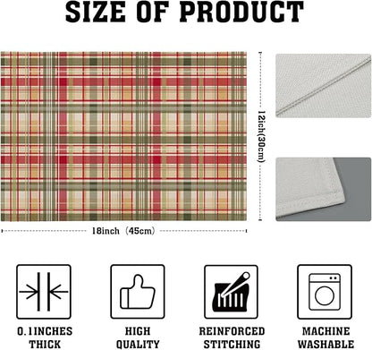 Giwawa 4PCs Fall Placemats 12x18 Inch Autumn Buffalo Plaids Place Mat Washable for Kitchen Dining Thanksgiving Checkered Non Slip Heat Resistant Table Mats for Tabletop Holiday Farmhouse Decor