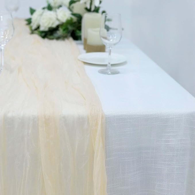 Efavormart 10ft Cream Gauze Table Runner - Image 8
