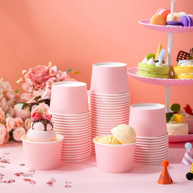 Jingmore Paper Ice Cream Cups 9oz Colored Disposable Dessert Bowls - Image 6