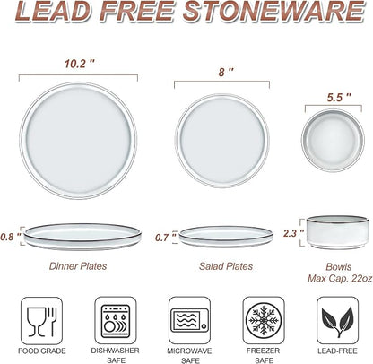 LIANYU 18 PCS Dinnerware Sets for 6, Stoneware Dinner Plates and Bowls Set | - Image 9