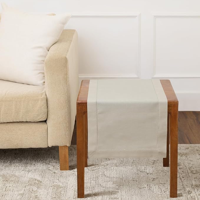 Solino Home Cotton Linen Dining Table Runner Linen Hemstitch, 14 x 36 in | by SolinoHome