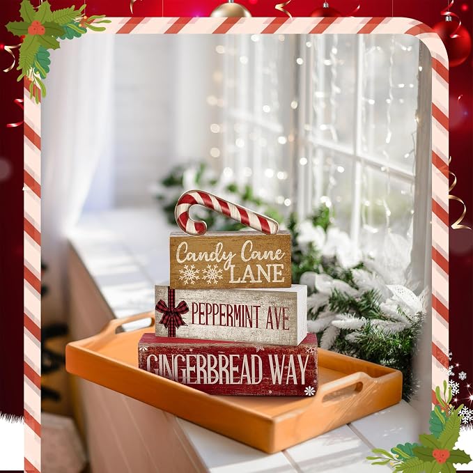 Moucuny 4 Pcs Christmas Table Decor Wooden Candy Cane Decoration Christmas - Image 7