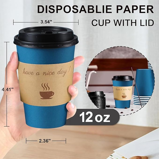 Clawsoff 500 Pack 12 oz Disposable Paper Coffee Cups - Image 2
