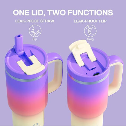 32 oz Tumbler with Handle and Straw: Stainless Steel Insulated Tumbler Keeps - Image 4