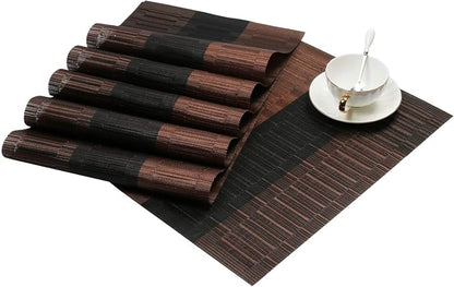 SHACOS Placemats Set of 6 Woven Vinyl Place Mats - Image 2