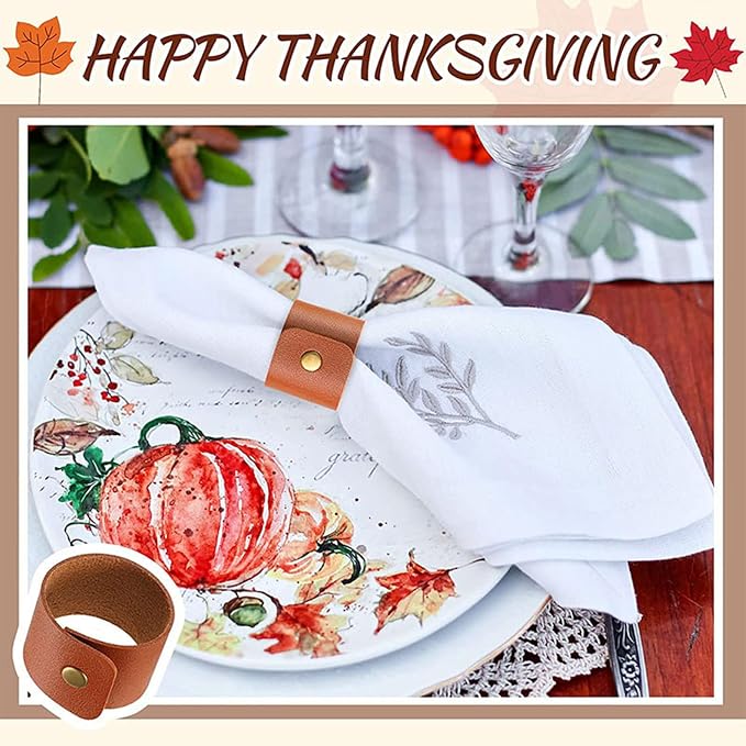 12 PCS Leather Napkin Rings Vintage Buckle Napkin Holder - Image 6