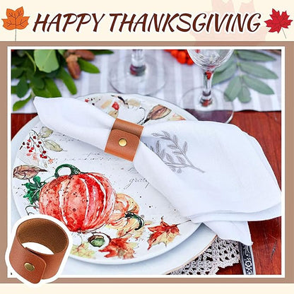 12 PCS Leather Napkin Rings Vintage Buckle Napkin Holder - Image 6