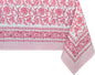 ATOSII Red Bloom 100% Cotton Rectangle Tablecloth, Block Print Floral Linen Table Cloth for Dining Parties Outdoors Weddings Holidays I 72 X 120 Inches, 10 Seater, Summer Farmhouse Grandmillennial