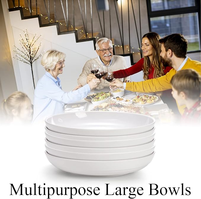 Fasmov Melamine Pasta Bowls, 6 Pack 10 inches 47 Oz Large Salad Serving Bowls - Image 5