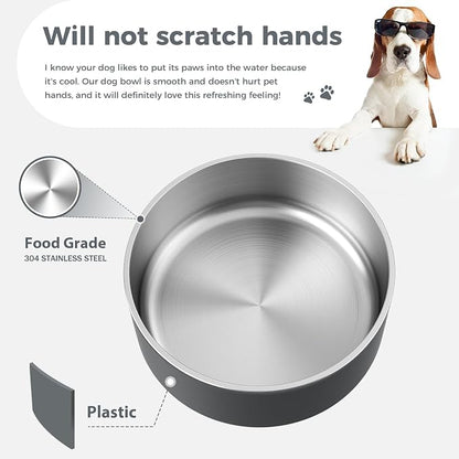 WENBOKMIN Dog Bowl, Stainless Steel Food and Water Bowl, Deep Grey | Non Slip - Image 4