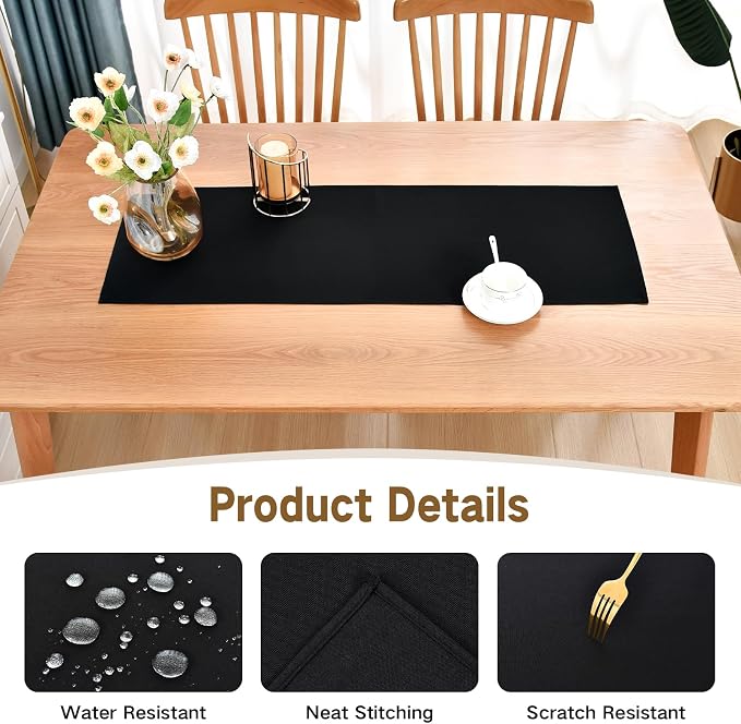 Faux Linen Small Table Runner Water Resistant 13 x 36 in, Coffee Table Runner - Image 3