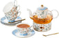 Jusalpha Porcelain Tea Set, 4 Cups and Saucers by Jusalpha