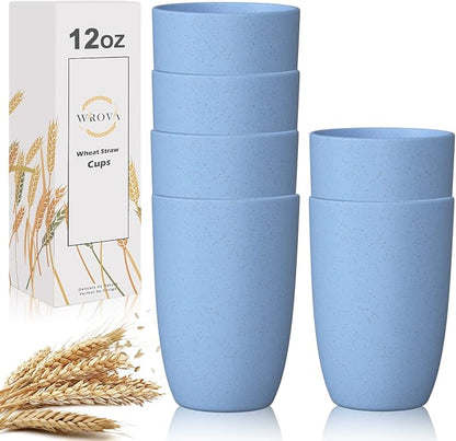Wrova Wheat Straw Cups 6 PCS Good Alternative to Plastic Reusable Cups 12 oz by WROVA