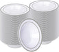 BESTVIP 200 Pack Plastic Bowls with Silver Rim, 12 oz Disposable Soup Bowls, Heavy-duty Dessert Fruit Bowl for Party, Wedding, Christmas, Dinner Catering