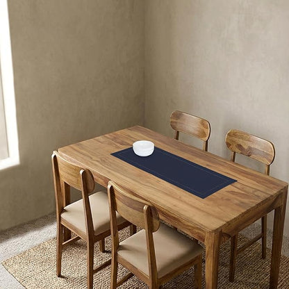 Solino Home 100% Pure Linen Table Runner Navy, Classic Hemstitch 14 x 36 in | - Image 2