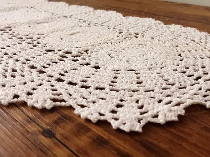 Laivigo Handmade Crochet Lace Oval Lucky Flower Tablecloth Table Runner Doilies - Image 2