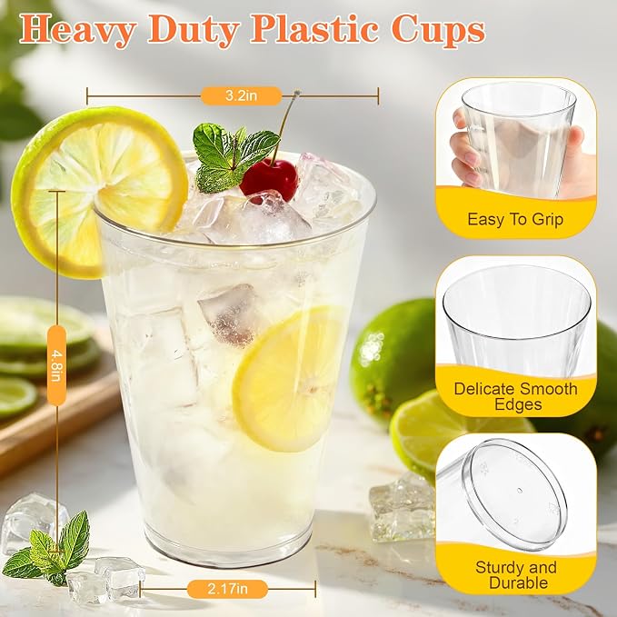 Glowserve 50 Pack 12 oz Clear Disposable Plastic Cups Cocktail Glasses | Cold - Image 4