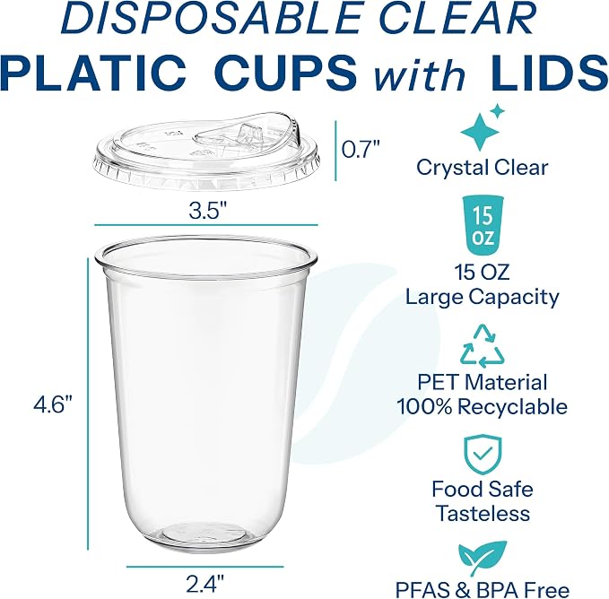 Homestockplus 15 oz Clear Plastic Cups - Image 2