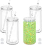 16 oz Plastic Snow Globe Tumbler, 4 Pack Double Wall Snowglobe Tumbler by Micellwuu