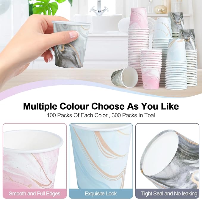 5oz Bathroom Paper Cups, 300 Pack Disposable Mouthwash Cups | Leak-Proof - Image 3