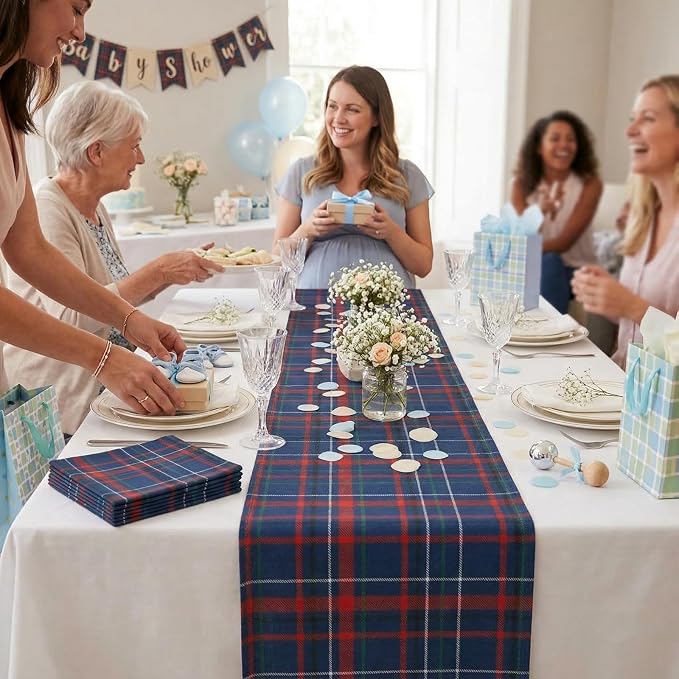 Gilprop 6 Pcs 72 x 13'' Tartan Plaid Babyshower Table Runner Vintage Birthday - Image 6