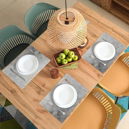 Grey Marble Placemats Set of 4, Washable Minimalist Style Placemats, Non-Slip Table Rectangle Linen Place Mats for Kitchen Dining Party Home Indoor Table Decor, Modern Art on The Dining Table