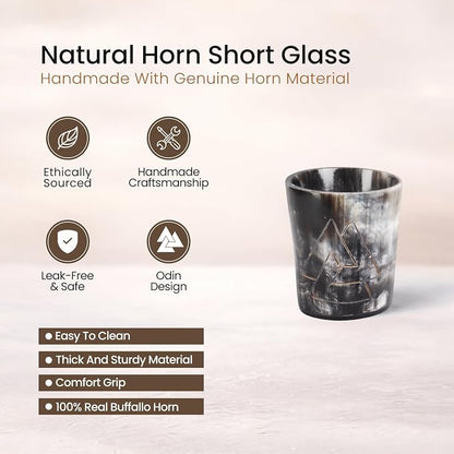 Handicrafts Home Viking Horn Shot Glasses Set of 4, Handmade Natural Ox Horn - Image 2