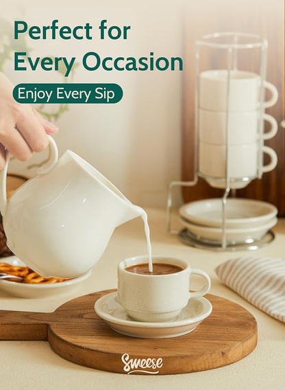 Sweese Porcelain Espresso Cups Set, 2.5 oz, - Image 5