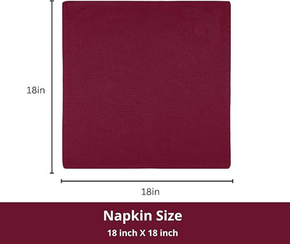 PurpleEssences Set of 12 Cloth Dinner Napkins 100% Cotton 18x18 Inch - Soft Durable Washable - Ideal for Farmhouse Party Fall Thanksgiving - Perfect Everyday Use Table Linen - Burgundy