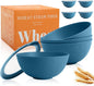 40 OZ Bowls Set of 4, Unbreakable Lightweight Bowls Set with Lid, Microwave & Dishwasher Safe Lunchable Containers, Plastic Reusable Cereal Bowl for Soup, Salad, Noodle, Snack, Fruit, Blue