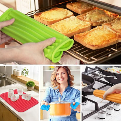 5 Pack Silicone Trivets for Hot Pots and Pans, 9 * 12Inch SiliconeTrivet for - Image 4